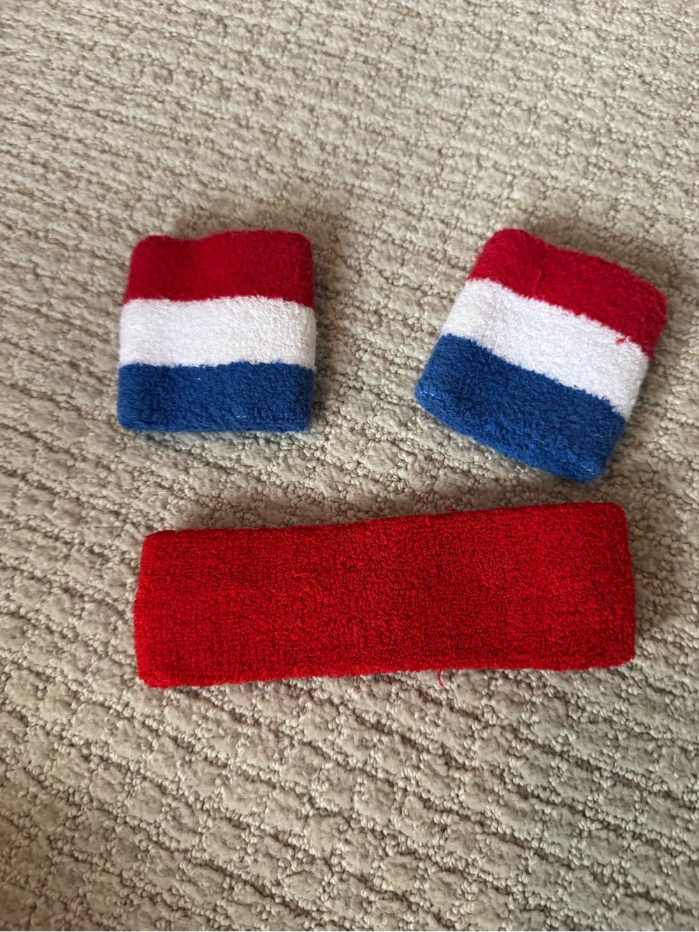 Red, White & Blue Sweatband Set - Headband and Wristbands